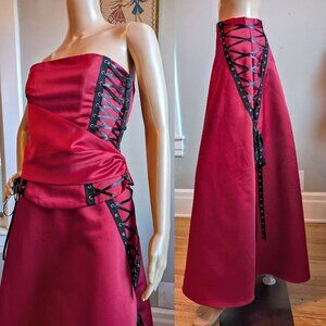 Vintage 90s Y2K Mori Lee Prom Gown 2 Piece Dress Corset Gothic Punk Whimsygoth